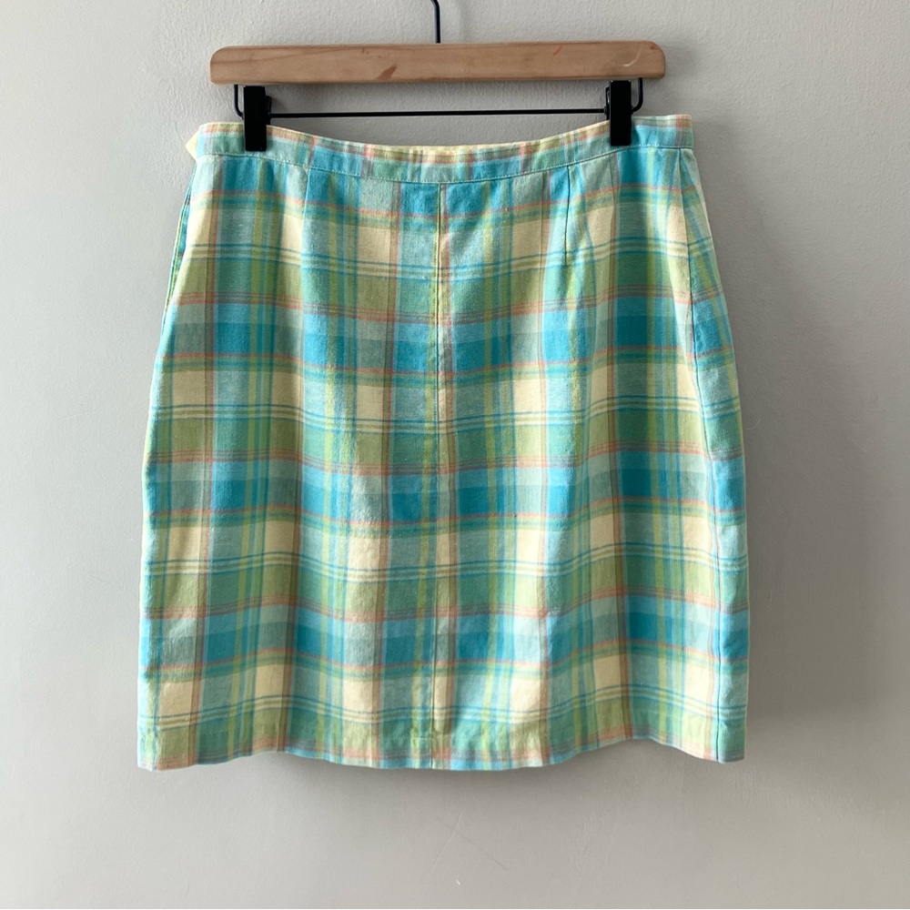 CHRISTOPHER & BANKS Pastel Plaid Linen Mini Skirt - Picture 2 of 4